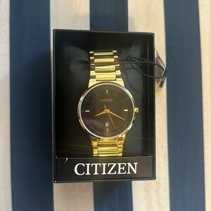 Citizen Quartz Mens Watch, Stainless Steel, Classic, Gold-Tone. NWT and box.